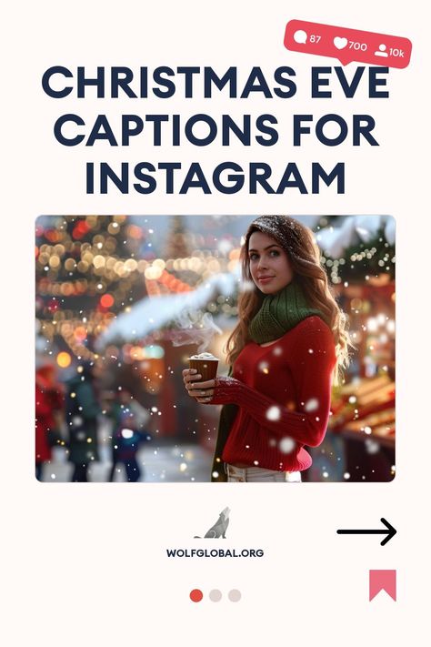 Promotional graphic for Christmas Eve Instagram captions featuring a woman with a warm drink.
A list of playful Christmas-themed checklist items with emojis on a festive background.
Smiling woman with laptop surrounded by social media symbols, advertising Instagram engagement pod. Christmas Eve Captions, Christmas Captions For Instagram, Eve Instagram, Christmas Eve Dinner, Perfect Captions, Romantic Christmas, Charming Christmas, Captions For Instagram, Ig Feed