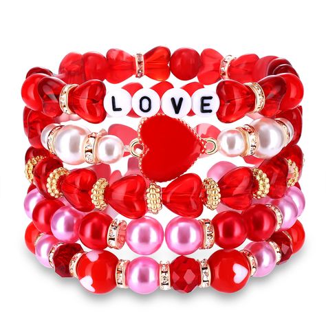 Girls Valentines Party, Red Heart Pendant, Custom Apple Watch Bands, Bracelets For Girls, Preppy Bracelets, Valentines Bracelets, Valentines Day Date, Girls Valentines, Girl Jewelry