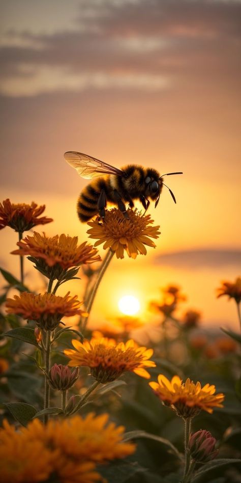 Facts About Honey Bees, Nature Aesthetic Art, Aesthetic Flower Tattoo, Bee Pictures Art, Honey Bee Facts, Good Night To You, Bee Stuff, Bee Pictures, Bee Painting