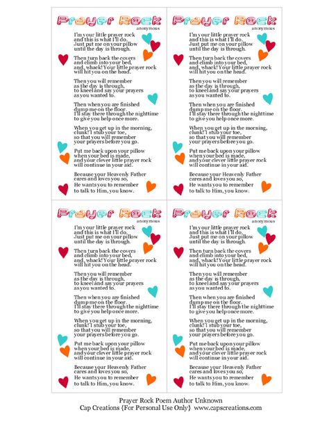 I like this one especially because it prints four to a page. http://www.capscreations.com/prayerrock2.pdf Prayer Rocks, Prayer Stations, Activity Day Girls, Primary Activities, Christian Crafts, Faith Formation, Church Activities, Church Crafts, Religious Education