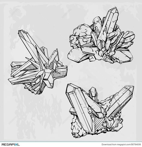 Gemstone formation is beautiful! Crystal Cluster Drawing, Drawing Crystals, Crystal Artwork, Crystal Illustration, Gem Drawing, Crystal Tattoo, Crystal Drawing, Sketch Illustration, Hand Drawing