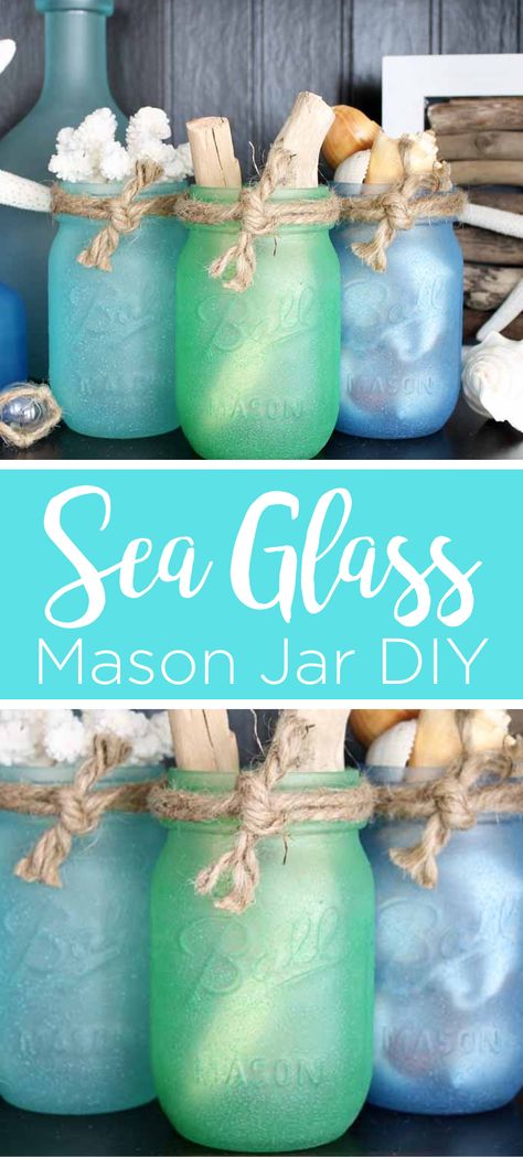 How To Paint Mason Jars, Paint Mason Jars Diy, How To Paint Glass Jars, Painting Jars Ideas, Painting Mason Jars Diy, Decoupage Glass Jars, Mason Jar Painting Ideas, Sea Glass Paint, Painted Mason Jars Diy