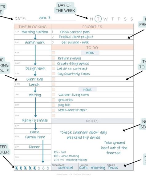 Timeblocking Printable, Time Blocking Printable, Block Plan, Planning Sheet, Admin Work, Daily Planning, Time Blocking, Content Planning, Planning And Organizing