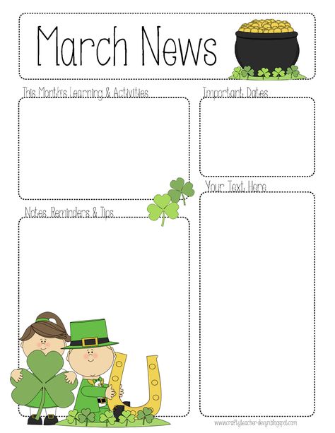 Here is a newsletter for March. Editable PDF. Enjoy! Click Here to Download Daycare Newsletter, Kindergarten March, Teacher Newsletter Template, March Newsletter, News Letters, Class Newsletter, Monthly Newsletter Template, Preschool Newsletter Templates, Preschool Newsletter