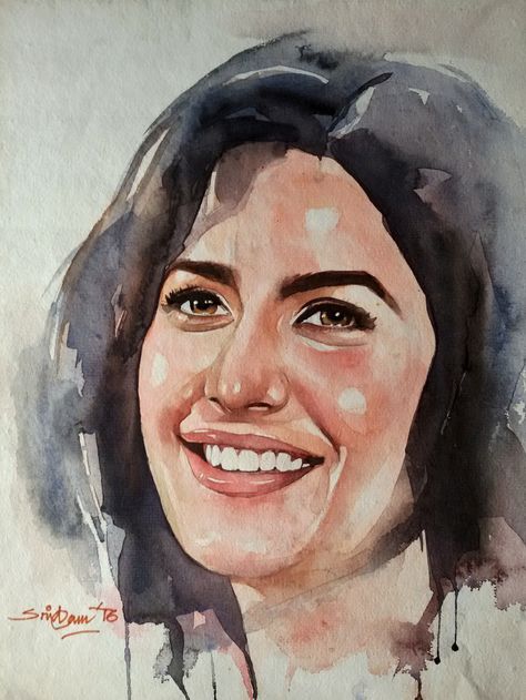 WATERCOLOR on PAPER 15x11 inches Potrait Paintings Watercolour, Watercolor Portraits Indian, Watercolor Portrait Tutorial, Watercolor Indian, Indian Drawing, Celebrity Art Drawings, Potrait Painting, Bull Painting, Watercolor Portrait Painting