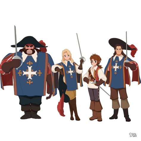 The Three Musketeers by Hong SoonSang Hong Soonsang, Disney Art Style, Historical Anime, Three Musketeers, The Three Musketeers, Character Design Animation, Cartoon Character Design, 영감을 주는 캐릭터, Robin Hood