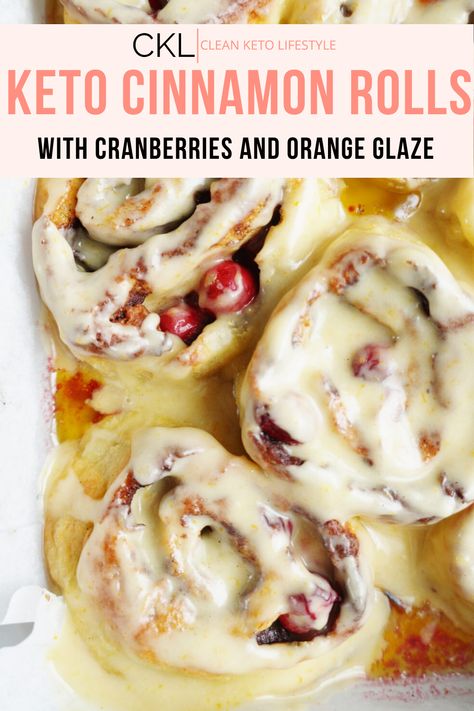 These Keto Cinnamon Rolls with Cranberry and Orange are absolutely delicious and perfect for the holidays! They’re fluffy, soft, and topped with the most amazing icing you've ever tasted! Did we mention these rolls are keto, low-carb, gluten-free, and grain-free?! Orange Cinnamon Rolls, Keto Cinnamon, Keto Easy, Clean Keto, Keto Cinnamon Rolls, Keto Sweets, Keto Friendly Desserts, Macro Meals, Low Carb Breakfast Recipes