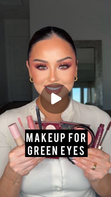 Christen Dominique on Instagram: "The rarest eyes are green 💚🫢😳 Makeup Green Contacts @solotica in shade: Natural Colors Buzios Brow Frame Pencil @dominiquecosmetics  Porefessional Lite Primer @benefitcosmetics  Matte foundation @toofaced  Concealer @dominiquecosmetics  Contour stick @dibsbeauty  Rosita Pink and translucent loose setting powder @dominiquecosmetics  Purple pencil liner @hauslabs  Unconditional Palette @dominiquecosmetics  Mate and warm brown shades from Transition Palette @dominiquecosmetics  Burgundy Mascara @lorealparis  Lip liner  @rarebeauty  Gloss @tower28beauty  Bed of roses blush @wetnwildbeauty   #makeup #greeneyes #makeupforgreeneyes #makeuptutorial  #makeupforbeginners" Burgundy Eye Makeup Green Eyes, Brown Mascara Green Eyes, Burgundy Mascara Green Eyes, Burgundy Mascara, Burgundy Eye Makeup, Brown Liner, Rare Eyes, Colored Mascara, Green Contacts