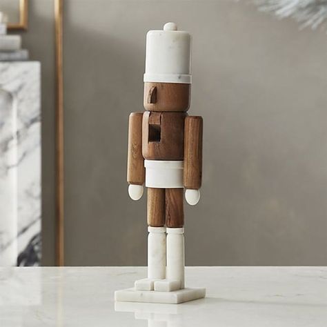 12 Modern Nutcrackers That Are Totally On Trend - Brit + Co Modern Nutcracker, Contemporary Holiday Decor, Gold Tree Skirt, Diy Nutcracker, Silver Tree Topper, Wood Nutcracker, Cedar Wreath, Nutcracker Figures, Modern Holiday Decor