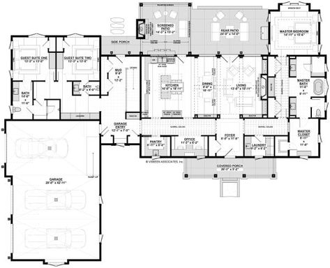 Farmhouse Style House Plan - 3 Beds 2.5 Baths 3154 Sq/Ft Plan #928-325 - Houseplans.com House Plan With Dog Wash, House Plans With Large Laundry Room, Butler Pantry House Plans, House Plan With Large Pantry, Floor Plans With Large Pantry, Pocket Office Floor Plan, Non Open Floor Plan Layout, Mudroom Layout Floor Plans, Best House Plans Layout Open Floor