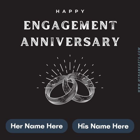 Engagement Anniversary E-Card With Couple Name - MyNameArts Happy First Engagement Anniversary, First Engagement Anniversary Wishes, Happy Engagement Anniversary, Card For Engagement, Happy Aniversary, Ring Sticker, Sticker Background, Name Edit, Cute Profile