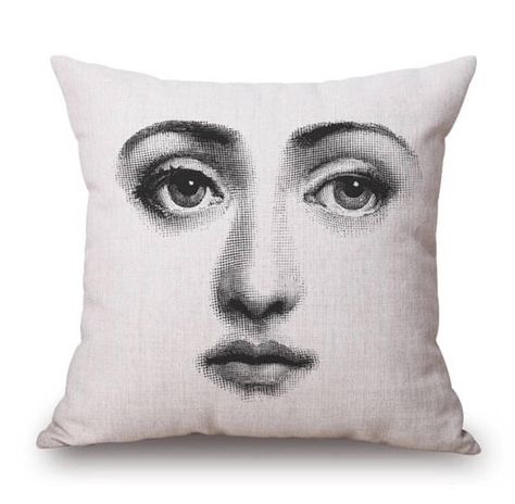 Fornasetti Pillow Case Beauty Pillow, Lina Cavalieri, Abstract Girl, Beige Pillows, Vintage Cushions, Car Cushion, Pillow Styling, Square Art, Sofa Cushion Covers