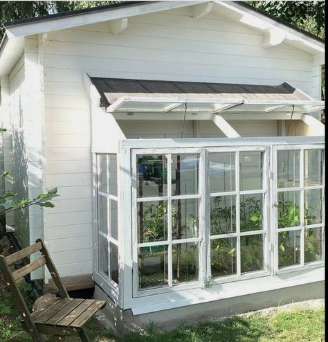 Green House Siding, House With Windows, Old Window Greenhouse, Window Greenhouse, Diy Greenhouse Plans, Bush Garden, Lean To Greenhouse, Outdoor Greenhouse, Greenhouse Shed