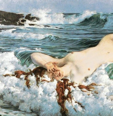 (Detail) 'The Birth of Venus by Adolph Hirémy-Hirschl #paintingsdaily #arthistory #historyofart #art Hysteria Aesthetic, Venus Painting, Venus Art, Pretty Paintings, Orion Constellation, Suspicious Minds, Academia Aesthetics, Birth Of Venus, Classic Artwork