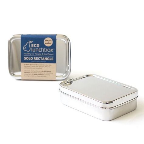 ECOlunchbox Solo Rectangle Stainless Steel Bento Box, Steel Lunch Box, Food Pack, Stainless Steel Lunch Box, Zero Waste Lifestyle, Metal Containers, Green Business, Eco Friendly Design, Plastic Containers