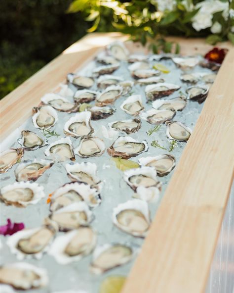 The Oyster Cart. The perfect centerpiece to your next soirée. 📷 @dainamariephotography Wedding Canapes, Hour Aesthetic, Oyster Roast, Cocktail Hour Wedding, Champagne Party, Oyster Bar, Launch Party, Wedding Bar, Cocktail Hour