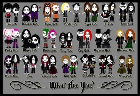 Which Goth are you? Genres Of Goth, Different Kinds Of Goth, Goth Substyles, Emo Punk Aesthetic, Different Types Of Goth, Goth People, Gothic Subculture, Character Builder, Goth Styles