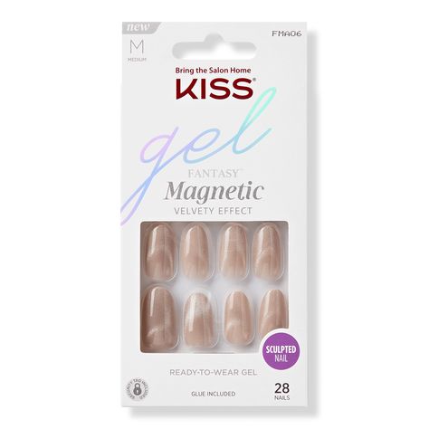 Gel Fantasy Magnetic Press-On Nails - GEL FANTASY MAGNETIC DRAMAFeaturesOn-trend brown magnetic powder fashion nails are medium length and oval shapedEasy one-step applicationNails are waterproof, chip-proof & smudge-proofHassle-free removal won't damage your natural nailsIncludes30 Fake NailsPink Gel Nail Glue (0.07 oz)Mini FileManicure Stick - Gel Fantasy Magnetic Press-On Nails Kiss Gel Fantasy Nails, Kiss Products, Sculpted Nails, Kiss Nails, Magnetic Nails, Pink Gel Nails, Manicure At Home, Artificial Nails, Gel Manicure