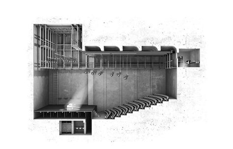 Theatre Section, Exeter Library, Auditorium Design, Theater Architecture, Section Drawing, Architectural Section, Theatre Design, Architecture Rendering, Diagram Architecture