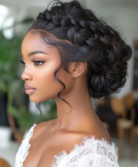 🌼 Wedding Updos Braids Glamorous Braids Updo Hairstyle Simple Elegant Hairstyles For Black Women, Wedding Updo Black Women, Elegant Hairstyles For Black Women, Updo Hairstyles With Braids, Simple Elegant Hairstyles, Braids Updo, Bride Updo, Wedding Updos, Updo Hairstyle