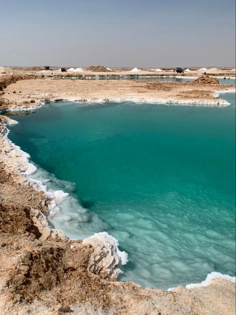 this is a salt lake located in Siwa,Egypt. Salt Lake Egypt, Siwa Salt Lake, Beautiful Places In Egypt, Egypt Moodboard, Siwa Egypt, طقم شاي, Tourism Design, Egypt Resorts, Places In Egypt