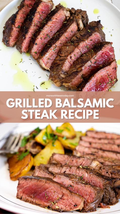 Flat Iron Steak Marinade, Balsamic Marinade For Steak, Steak Salad Recipe, Balsamic Steak, Balsamic Marinade, Great Salad Recipes, Salad With Balsamic Dressing, Quick Delicious Meals, Delicious Steak