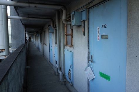 Apartment Walkway, Empty Apartment, Japan City, Photographie Portrait Inspiration, City Apartment, Cinematic Photography, Brutalism, Environment Concept Art, Photo Reference