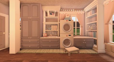 Bloxburg Laundry Room Ideas, Room Bloxburg, Roblox Houses, Bloxburg Aesthetic, Rooms Aesthetic, Bloxburg Interior, Bloxburg Building, Room Ideas Bloxburg, Blox Burg