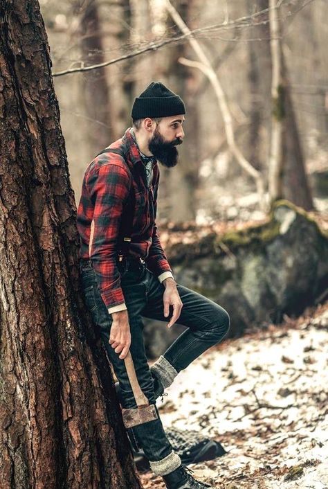 lumberjack #men #menfashion #fashion #mensfashion #manfashion #man #fashionformen Lumberjack Men, Lumberjack Beard, Lumberjack Style, Man With A Beard, Lumberjack Plaid, Black Beards, Rugged Men, Beard Tattoo, Mens Fashion Watches