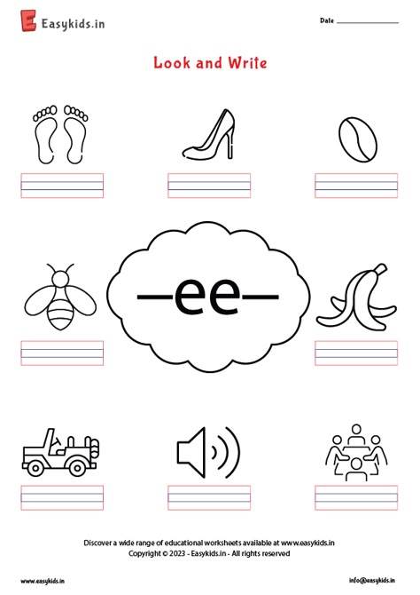 4 Letter Words Worksheet, Ee Words Worksheet, Ee Worksheets, Ee Sound, 4 Letter Words, Phonic Sounds, Ee Words, Digraphs Worksheets, Words Worksheet