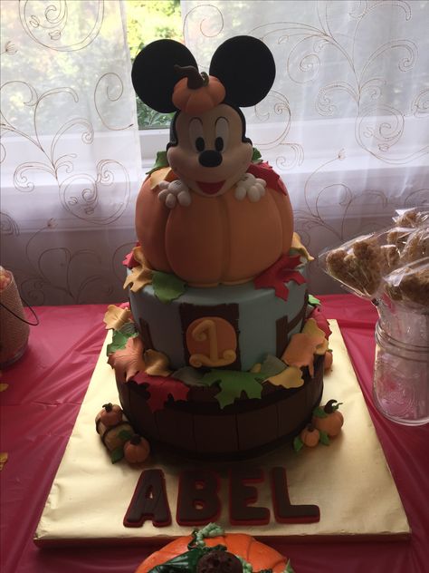 #Mickeymouse #fallmickey #cake #mickeycake #tiercake #firstbirthday Halloween 1st Birthdays, Disney Cake, Mickey Cakes, Mickey Mouse Clubhouse Party, Mickey Halloween, October 1st, Disney Cakes, Halloween 1, Mickey Mouse Clubhouse