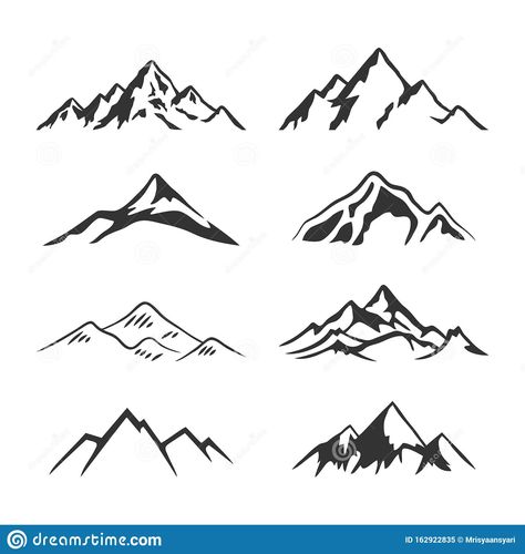 Illustration about Collection mount hill design a illustrator vector of Mountain Silhouette Clipart 8 set. Illustration of banner, hill, climbing - 162922835 Silhouette Mountains, Moutain Tattoos, Small Mountain Tattoo, Simbolos Tattoo, Mountain Clipart, Mountains Tattoo, Mountain Tattoo Simple, Mountain Sketch, 심플한 그림