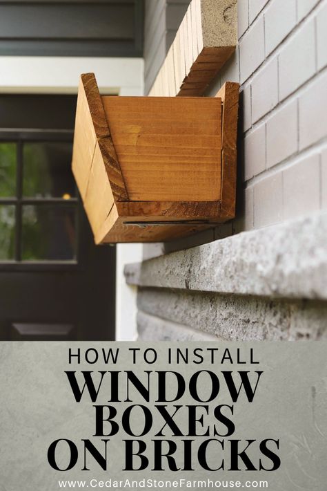 How to Install Window Boxes on Bricks - Cedar & Stone Farmhouse. Add curb appeal to your brick house with these DIY window boxes! #curbappeal #diy#windowboxes Diy Window Boxes, Build A Shoe Rack, Wood Window Boxes, Cedar Window Boxes, Window Box Plants, Window Boxes Diy, Add Curb Appeal, Stone Farmhouse, Window Box Flowers