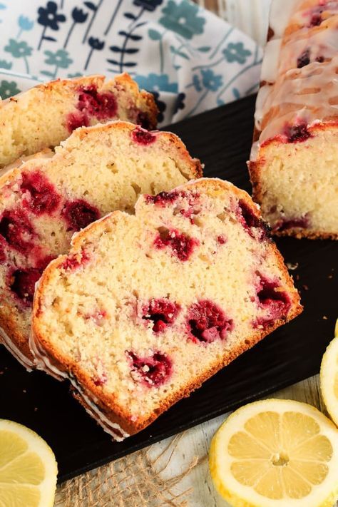 Glazed Raspberry Lemon Bread is exactly what you need with your morning coffee or afternoon tea. You will love the lemon glaze! Lemon Bread Recipe, Tea Breads, Dessert Loaf, Lemon Bread Recipes, Kitchen 101, Raspberry Bread, Yummy Deserts, Loaf Cakes, Diy Easy Recipes