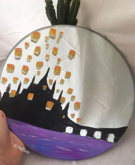 Mirror Paintings, Mirror Painting Ideas, Circle Mirrors, Spiegel Diy, Painted Mirror Art, Painted Mirror, Long Mirror, Diy Graduation Cap, Mirror Paint