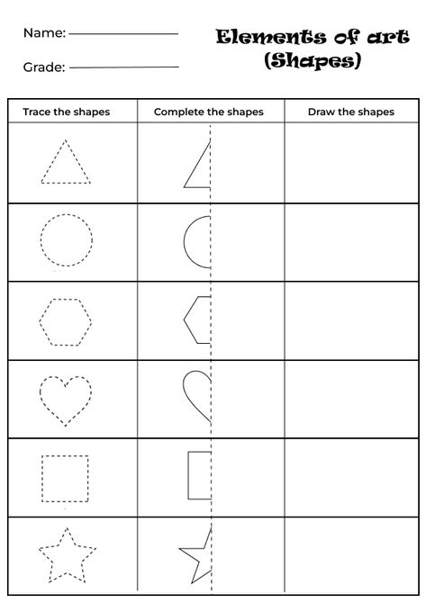 Exploring Shapes in Art, picture tracing shapes worksheet, shapes tracing for kids, tracing shapes worksheets, elements of art shapes, art worksheets, shapes worksheets, preschool worksheets, tracing worksheets, kids worksheets, join the dots worksheets, connect the dots picture, coloring worksheets, shapes, easy worksheets, fun worksheets, activity worksheets for preschool, shapes worksheet for kindergarten, shapes symmetry worksheets, symmetry worksheets, draw the other half shapes, shapes Elements Of Art Shape Worksheet, Elements Of Art Line Worksheet, Elementary Art Worksheets Printables, Elements Of Art Activities, Basic Shapes Drawing For Kids, Art Worksheets For Kids, Daily Worksheet, Homeschool Topics, Creating Worksheets