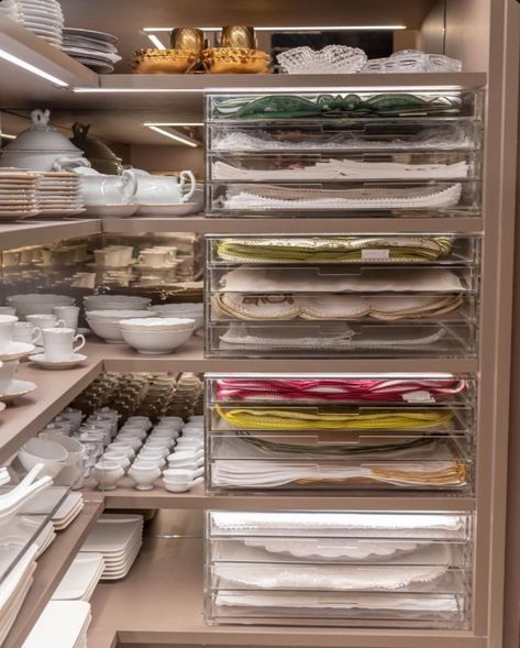 China Storage Closet, Hosting Closet Organization, Plate Organization Cabinets, Dinnerware Organization, Plate Closet, Dish Pantry, Pantry Closet Design, Back Kitchen, Epoxy Countertops