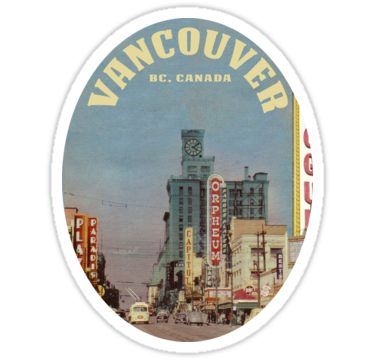 Granville Street, Vancouver, British Columbia, Canada  Sticker Granville Street, Laptop Case Stickers, Luggage Stickers, Vancouver British Columbia, America And Canada, British Columbia Canada, Vancouver Canada, Vancouver Bc, Vintage Photo