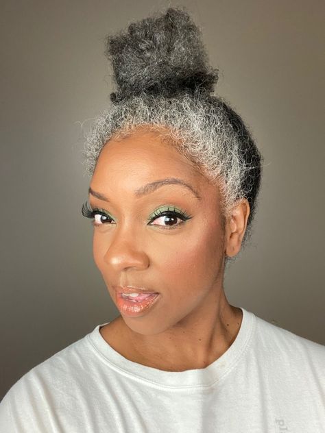 "I was scared to go gray. I’d wear scarves and have a little bit just peeking through. But there was no going back, and it was scary." Braids For Grey Hair Black Women, Hebrew Women, Grey Hair Journey, Prevent Grey Hair, Grey Hair Don't Care, Hair Goal, Grey Curly Hair, No Going Back, Going Grey