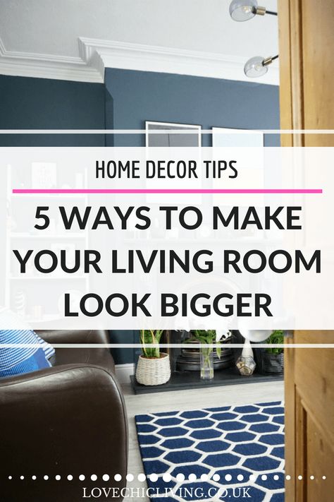 If you're longing for more living room space but not sure how to get it, take a look at these fabulous home decor tips and ideas for making your living room look bigger. Illusion of space is essential in a small living room - which of these design tricks have you not used yet? #lovechicliving #livingroom #smalllivingroom Room Look Bigger, Design Tricks, Cozy Den, Room Hacks, Small Living Room Design, Mirror Design Wall, Small Space Living Room, Trendy Living Rooms, Floor Ceiling