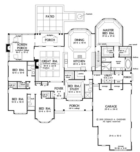 European Style House Plan - 5 Beds 4 Baths 3222 Sq/Ft Plan #929-1020 - Houseplans.com House Plans Craftsman, Fabulous Homes, Craftsman Ranch, House Plans One Story, Screen Porch, Ranch House Plans, Craftsman House Plans, House Blueprints, House Floor