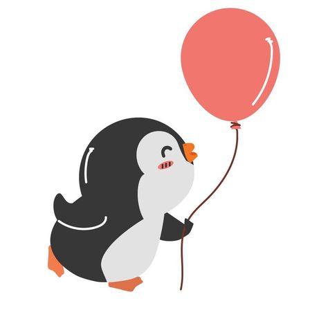 Cute Penguin Cartoon, Holding Balloons, Penguin Cartoon, Balloon Cartoon, Cute Penguin, Cute Penguins, Penguins, Art Ideas, Vector Art