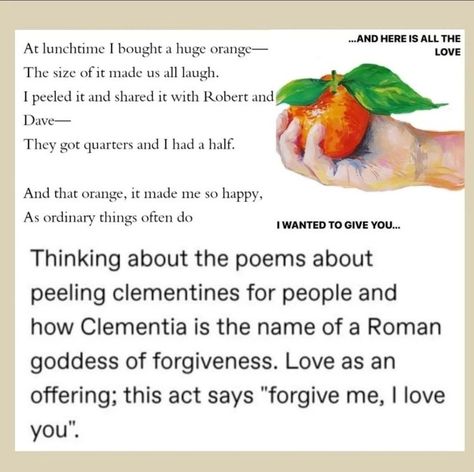 Clementine Poetry, Clementines Aesthetic, Web Weaving Love, Orange Symbolism, Orange Poetry, Wendy Cope, Orange Theory, Poetry Words, A Poem