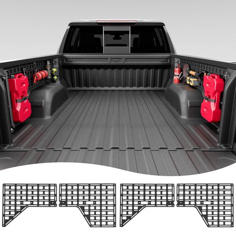 PRICES MAY VARY. Fitment: The side bed molle panels are perfectly compatible with 2019 2020 2021 2022 2023 2024 Chevy Silverado/GMC Sierra(NOT compatible with GMC Sierra Carbon Pro model).They will fit the original truck well.Note:they ONLY fit 5'8'' bed!!!Please confirm the size before purchasing. Premium Material: The truck molle panels are made of high-strength carbon steel which can withstand up to 300 lbs and will not deform even when an adult stands on it. They can be used for a long time. Truck Mods Chevy, Chevy Colorado Accessories, Gmc Sierra 1500 Accessories, Silverado 1500 Accessories, Gmc Truck Accessories, 2024 Chevy Silverado, Chevy Silverado Accessories, Chevy Silverado Z71, Silverado Accessories