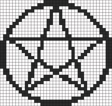 Pentacle Pentagram Perler Bead Pattern / Bead Sprite Sewing Crochet, Pattern Maker, Perler Bead Templates, Hama Bead, Kandi Patterns, Pixel Art Grid, Pola Kristik, Iron Beads, Beaded Cross Stitch