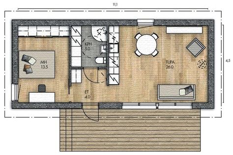 Guest House Plans, Modern Small House Design, Small House Floor Plans, Apartment Floor Plans, Tiny House Floor Plans, Floor Plan Layout, Minimal House Design, Container House Plans, Modern Tiny House