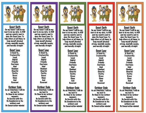 Scout Oath and LAW bookmark for Cub Scouts Scout Oath And Law, Cub Scout Oath, Cub Scout Law, Scout Oath, Cub Scout Games, Cub Scouts Bear, Cub Scout Crafts, Scout Games, Bear Scouts