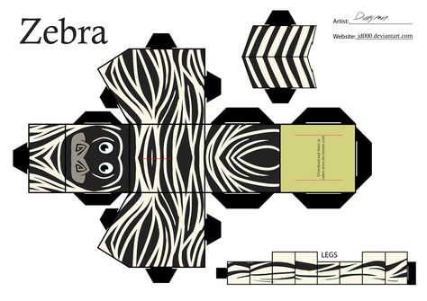 . Zebra Art Project, Paper Toy Box, Cardboard Animals, Paper Toy Printable, Zebra Party, Zebra Art, Papercraft Templates, Gift Box Template, My Year