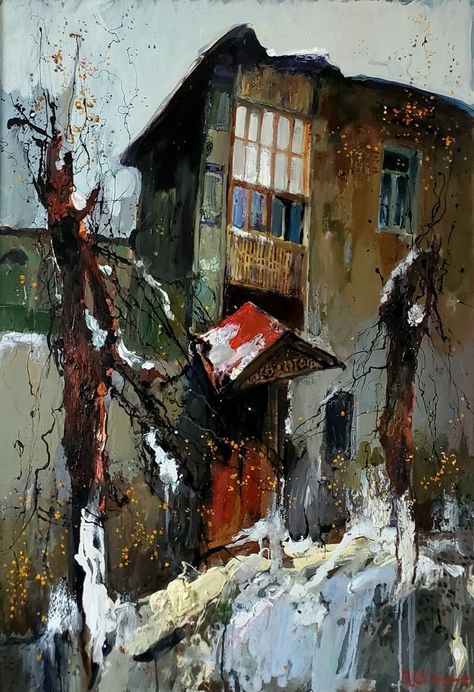 "Abandoned house" by Mher Chatinyan Abandoned House Painting, Houses Art, Abandoned Village, Old Abandoned Houses, Abandoned House, Abandoned Houses, Canvas Home, House Painting, Surrealism