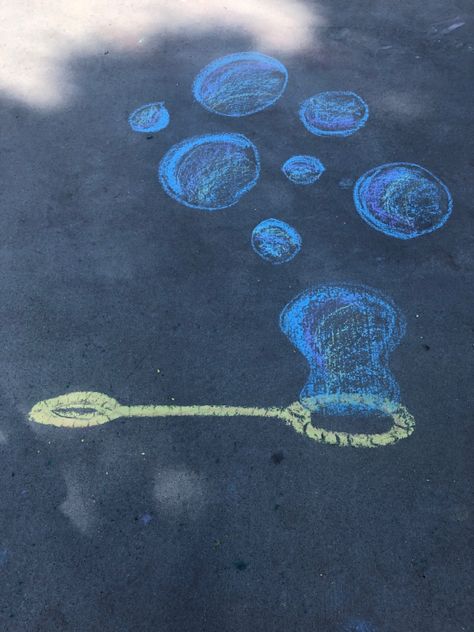 Chalk Art Ocean, Chalk Driveway, Driveway Chalk Art, Sidewalk Games, Driveway Chalk, Chalk Mural, Campground Ideas, Art Bubbles, Chalk Art Festival